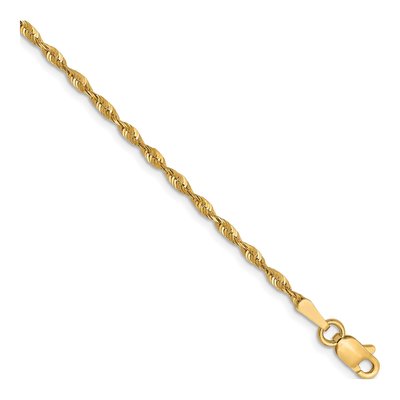 10K Yellow Gold 1.8mm Diamond-Cut Rope Chain Bracelet