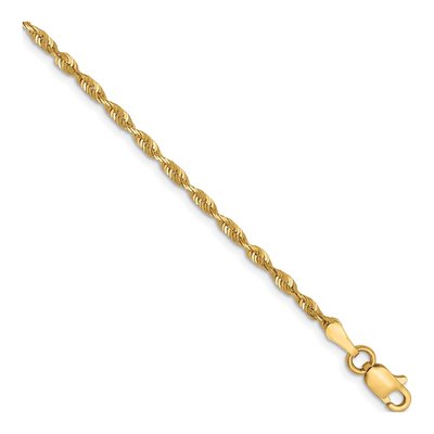 10K Yellow Gold 2mm Diamond-Cut Rope Chain Bracelet
