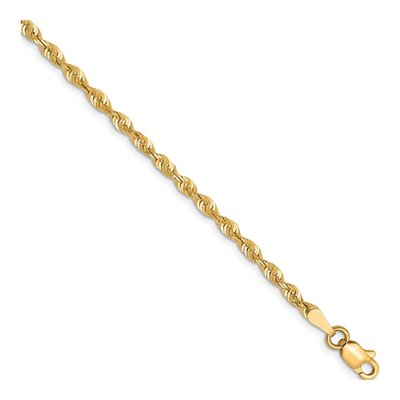 10K Yellow Gold 2.5mm Diamond-Cut Rope Chain Bracelet