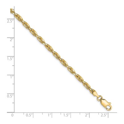 10K Yellow Gold 3mm Diamond-Cut Rope Chain Bracelet – view 3