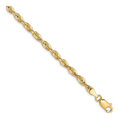 10K Yellow Gold 3.5mm Diamond-Cut Rope Chain Bracelet