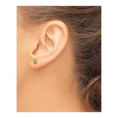 14K Yellow Gold Crystal Flower Stud Earrings – view 3