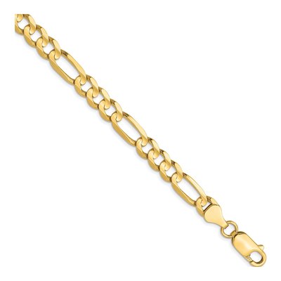 10K Yellow Gold 6mm Concave Figaro Chain Bracelet