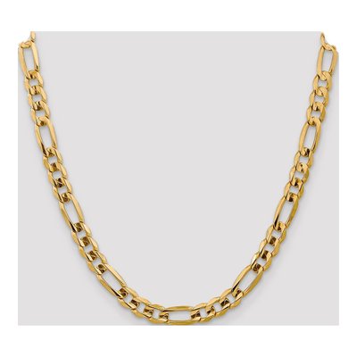 10K Yellow Gold 7.5mm Concave Figaro Chain – view 5