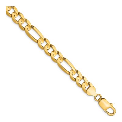 10K Yellow Gold 7.5mm Concave Figaro Chain Bracelet