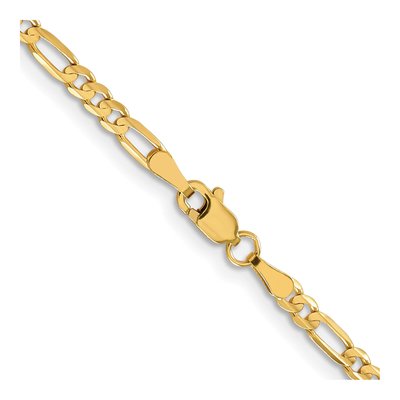 10K Yellow Gold 3mm Concave Figaro Chain – view 4