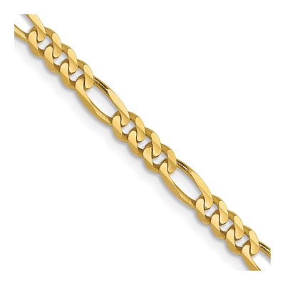 10K Yellow Gold 3mm Concave Figaro Chain
