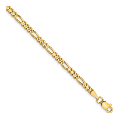 10K Yellow Gold 3mm Concave Figaro Chain Bracelet