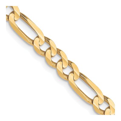 10K Yellow Gold 4mm Concave Figaro Chain