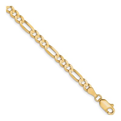 10K Yellow Gold 4mm Concave Figaro Chain Bracelet