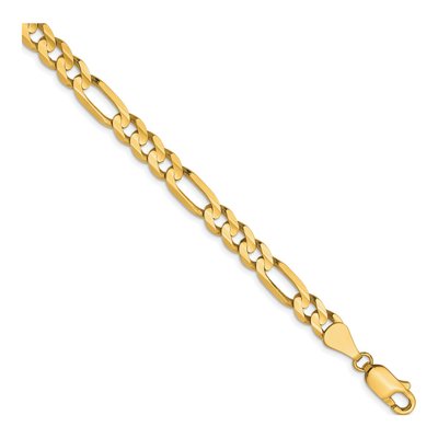 10K Yellow Gold 5.25mm 8-Inch Concave Figaro Chain Bracelet