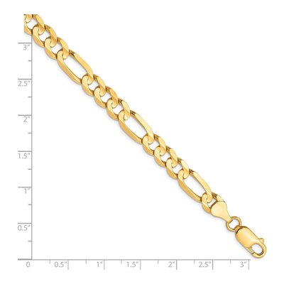 10K Yellow Gold 6.75mm Concave Figaro Chain Bracelet – view 3