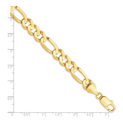 10K Yellow Gold 8.75mm Concave Figaro Chain Bracelet – view 3
