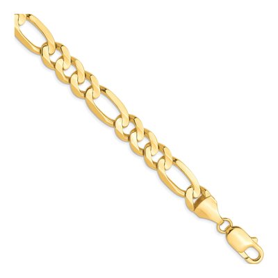 10K Yellow Gold 8.75mm Concave Figaro Chain Bracelet