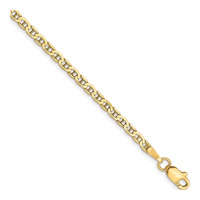10K Yellow Gold 2.4mm Flat Anchor Chain Bracelet