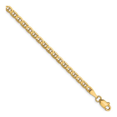 10K Yellow Gold 3mm Concave Anchor Chain Bracelet