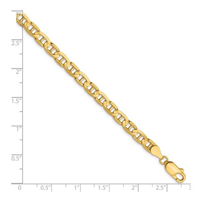 10K Yellow Gold 4.5mm Concave Anchor Chain Bracelet – view 3