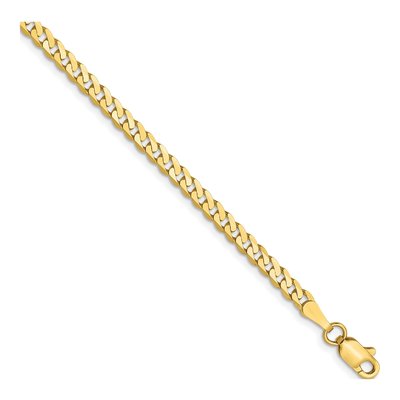 10K Yellow Gold 2.4mm Flat Beveled Curb Chain Bracelet
