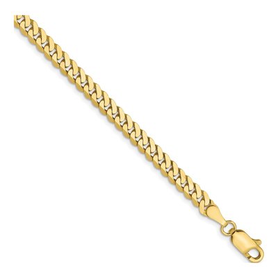 10K Yellow Gold 3.9mm Flat Beveled Curb Chain Bracelet