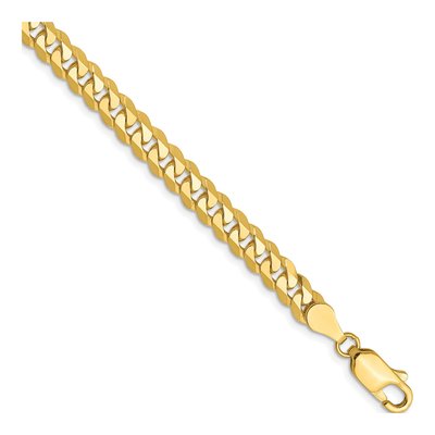10K Yellow Gold 4.6mm Flat Beveled Curb Chain Bracelet