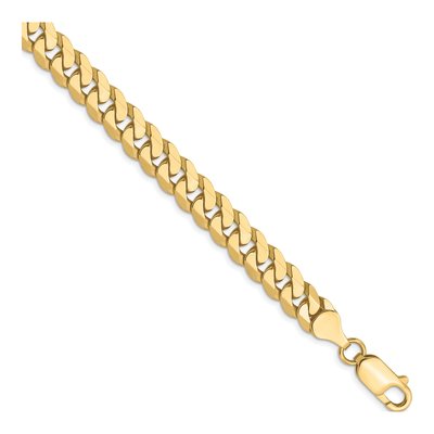 10K Yellow Gold 7.25mm Flat Beveled Curb Chain Bracelet