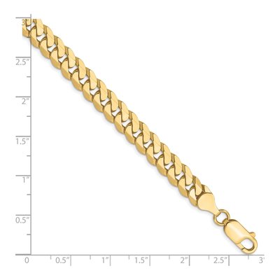 10K Yellow Gold 7.25mm Flat Beveled Curb Chain Anklet – view 3
