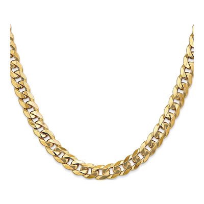 10K Yellow Gold 8mm Flat Beveled Curb Chain – view 2
