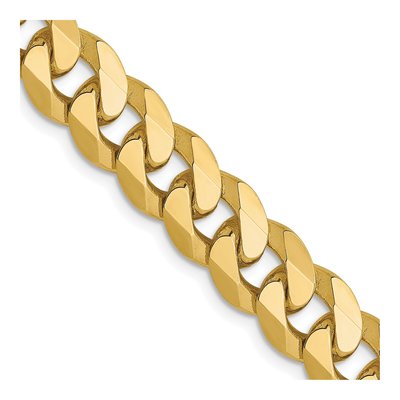 10K Yellow Gold 8mm Flat Beveled Curb Chain