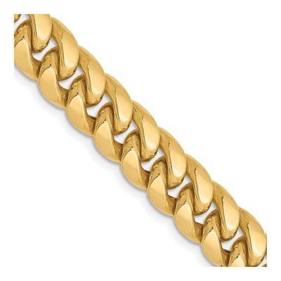 10K Yellow Gold 7.3mm Semi-Solid Miami Cuban Chain