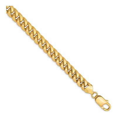 10K Yellow Gold 7.3mm Hollow Miami Cuban Chain Bracelet