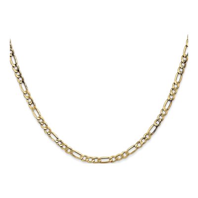 10K Yellow Gold 3.5mm Semi-Solid Figaro Chain – view 2