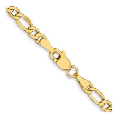 10K Yellow Gold 3.5mm Semi-Solid Figaro Chain – view 3