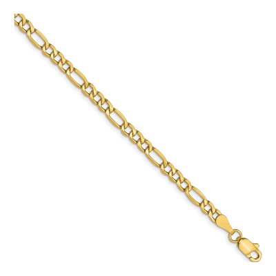 10K Yellow Gold 3.5mm Hollow Figaro Chain Bracelet