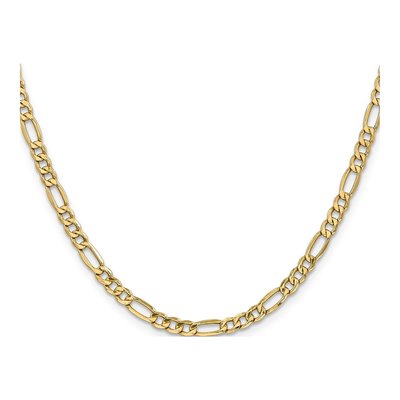 10K Yellow Gold 4.75mm Semi-Solid Figaro Chain – view 2