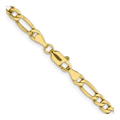 10K Yellow Gold 4.75mm Semi-Solid Figaro Chain – view 3