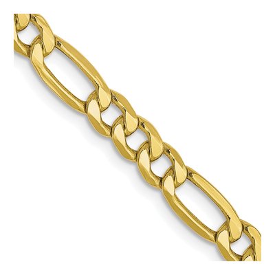 10K Yellow Gold 4.75mm Semi-Solid Figaro Chain