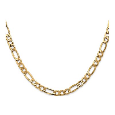 10K Yellow Gold 5.35mm Semi-Solid Figaro Chain – view 2