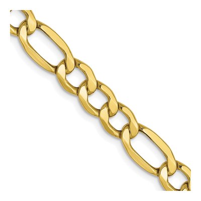 10K Yellow Gold 5.35mm Semi-Solid Figaro Chain