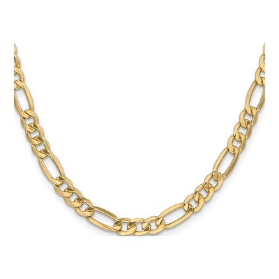 10K Yellow Gold 6.6mm Semi-Solid Figaro Chain – view 2