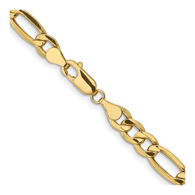 10K Yellow Gold 6.6mm Semi-Solid Figaro Chain – view 3