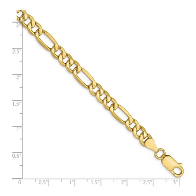 10K Yellow Gold 6.6mm Hollow Figaro Chain Bracelet – view 3