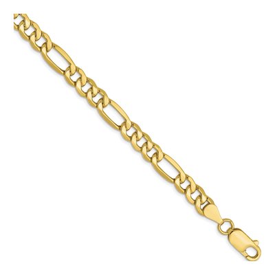 10K Yellow Gold 6.6mm Hollow Figaro Chain Bracelet