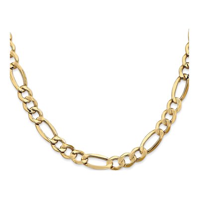 10K Yellow Gold 7.3mm Semi-Solid Figaro Chain – view 3