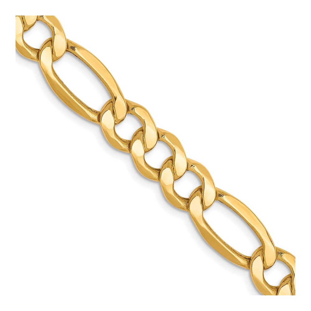 10K Yellow Gold 7.3mm Semi-Solid Figaro Chain