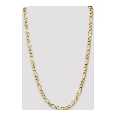 10K Yellow Gold 7.3mm Semi-Solid Figaro Chain – view 4