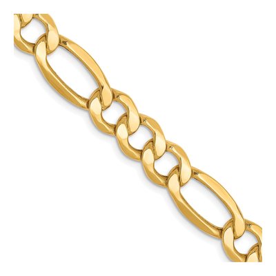 10K Yellow Gold 7.3mm Semi-Solid Figaro Chain