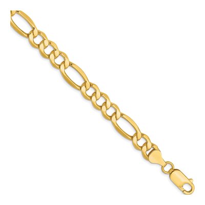 10K Yellow Gold 7.3mm Hollow Figaro Chain Bracelet