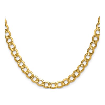 10K Yellow Gold 6.5mm Semi-Solid Curb Chain – view 2