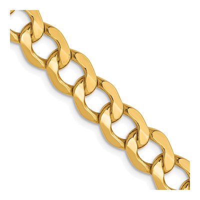 10K Yellow Gold 6.5mm Semi-Solid Curb Chain