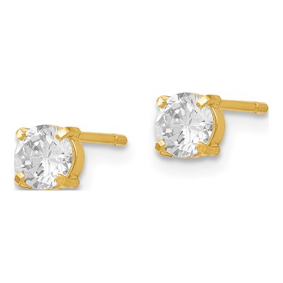 14K Yellow Gold 4mm Round CZ Stud Earrings – view 3